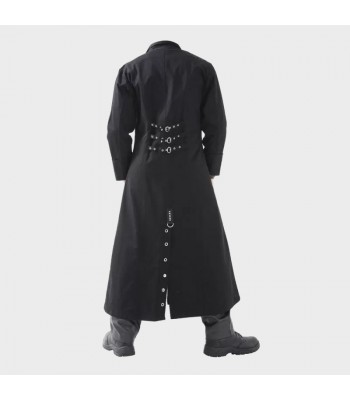 Metal Pins EMO Punk Long Coat | Mens Gothic Adjustable Buckle Zipper Coat